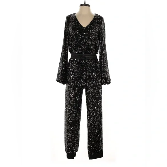 Aaron & Amber Long-Sleeve Sequin Jogger Jumpsuit - Picture 5 of 7
